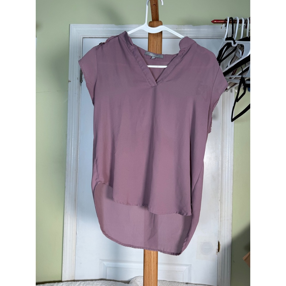 Soma Intimates Live Lounge Wear V-Neck High-Low Blouse Mauve Purple Small